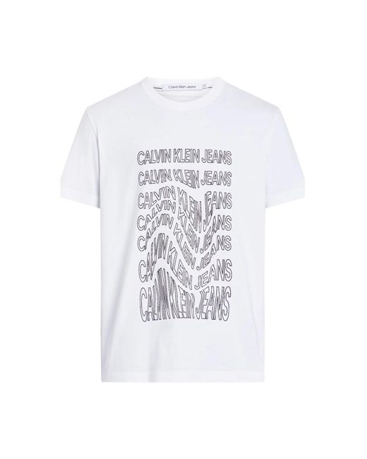 T-shirt in cotone rigenerato di Calvin Klein in White da Uomo