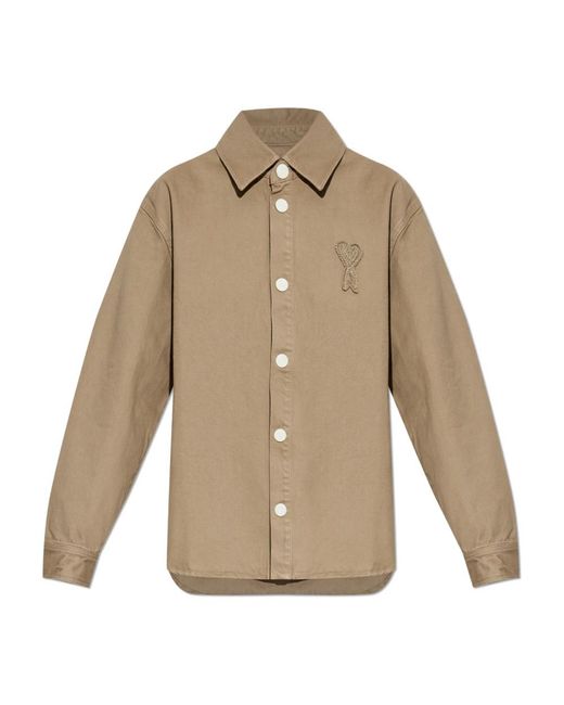 AMI Denim Jacket Met Patch in het Natural