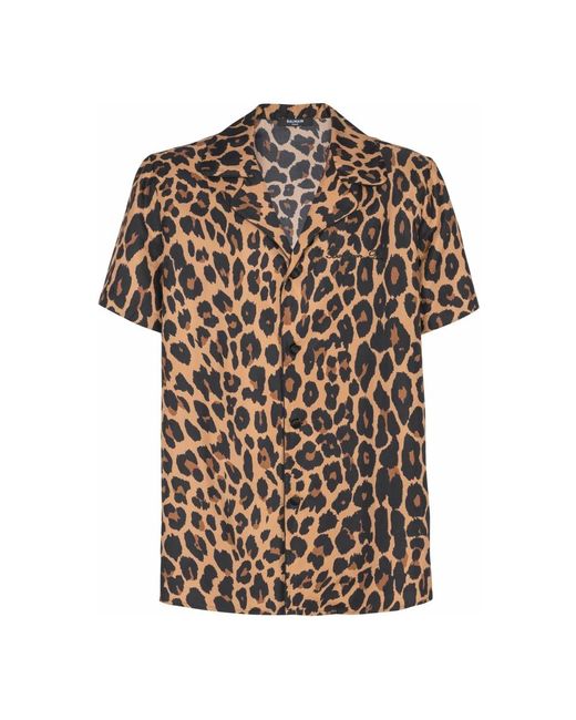 Balmain Short Sleeve Shirts in het Brown voor heren