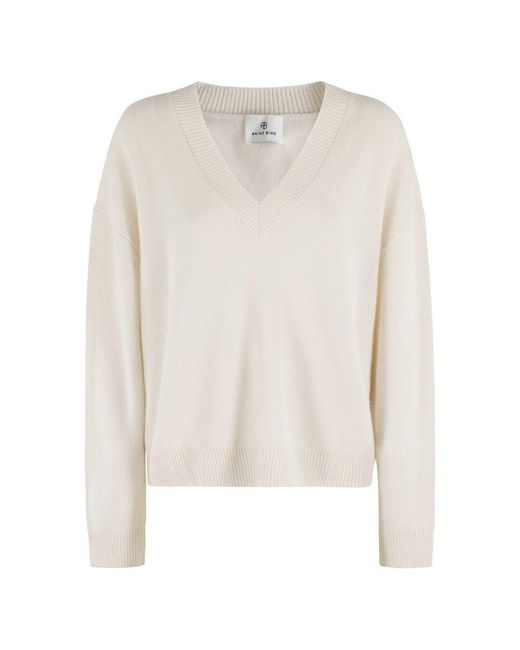 Anine Bing White Gemütlicher strickpullover