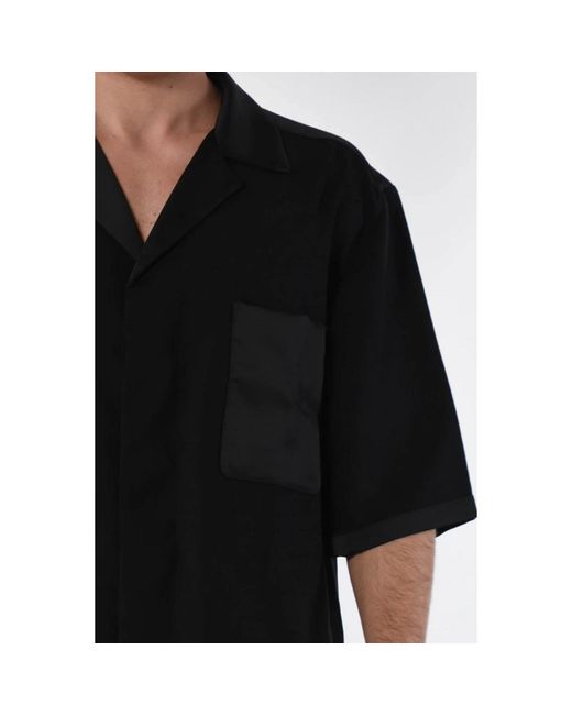Roberto Collina Satin oversized hemd mit versteckten knöpfen in Black für Herren