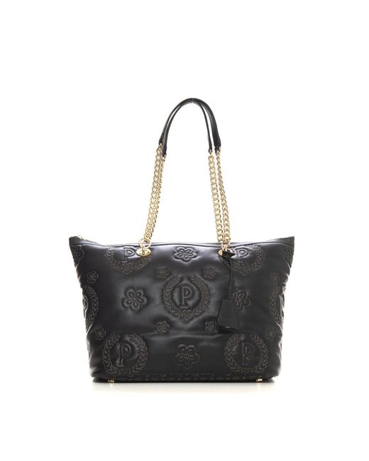 Heritage shopper bag con catena metallica di Pollini in Black