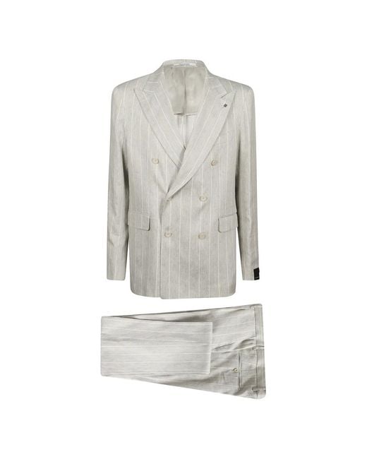 Tagliatore Gray Double Breasted Suits for men