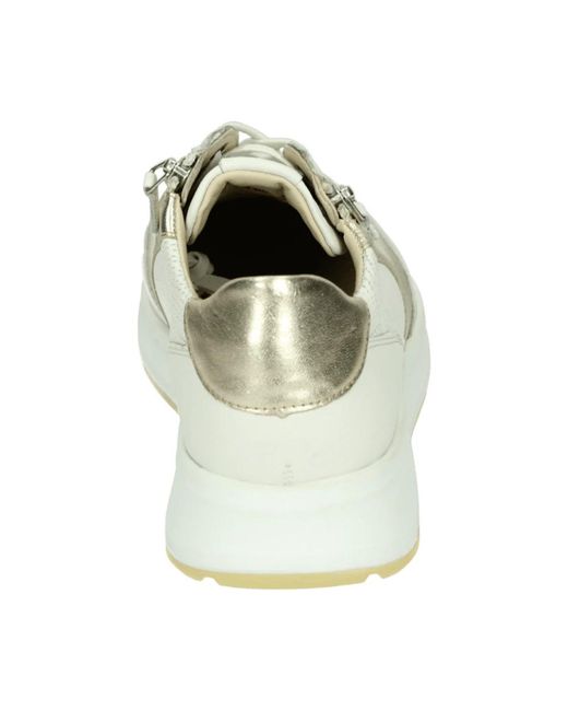 Sioux Schoenen ,Wit ,Leer Sportieve Lage Damesschoenen Wit Patroon in het White
