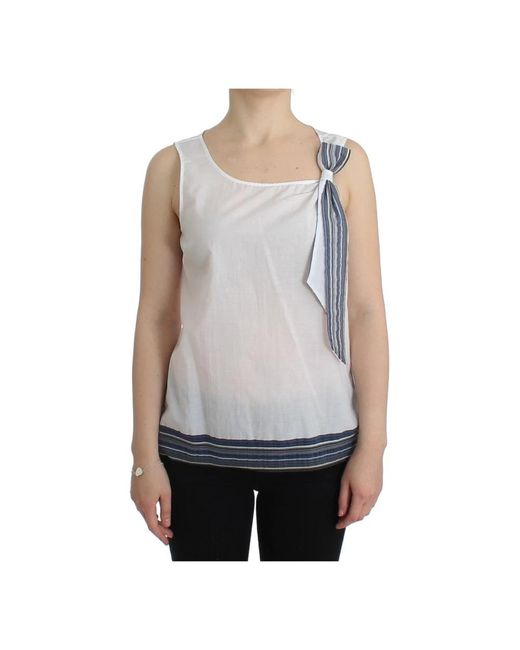 White blue top blouse tank shirt sleeveless di Ermanno Scervino in Gray