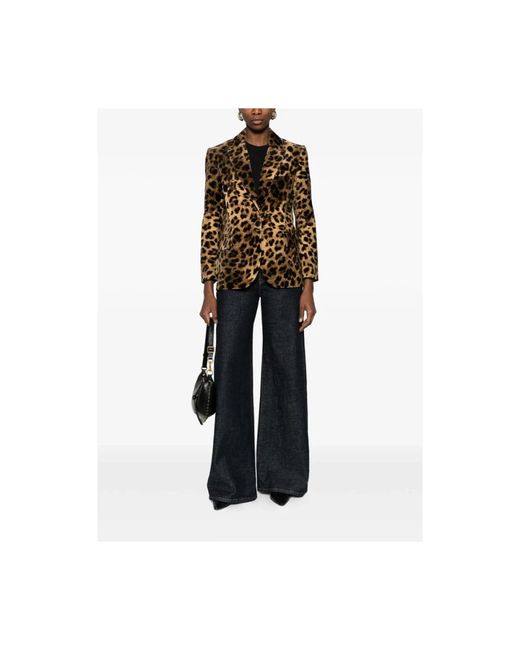 Ba&sh Brown Bear Leopard Single-Breasted Blazer