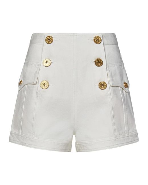 Balmain White Short Shorts