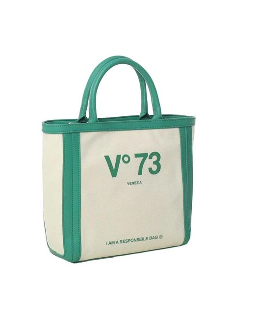 V73 Green Damenhandtasche Aus Kunstleder Und Baumwolle