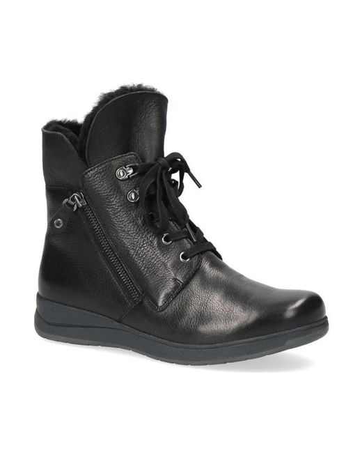 Caprice Black Lace-Up Boots