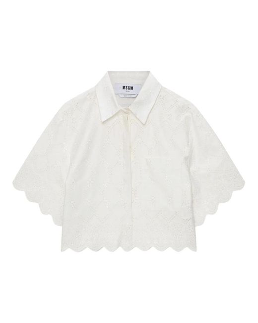 MSGM Overhemden ,Wit ,Cropped Shirt in het White