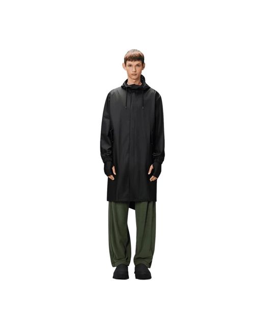 Rains Jassen ,Zwart ,Polyester Waterdichte Fishtail Parka Met Capuchon in het Black voor heren
