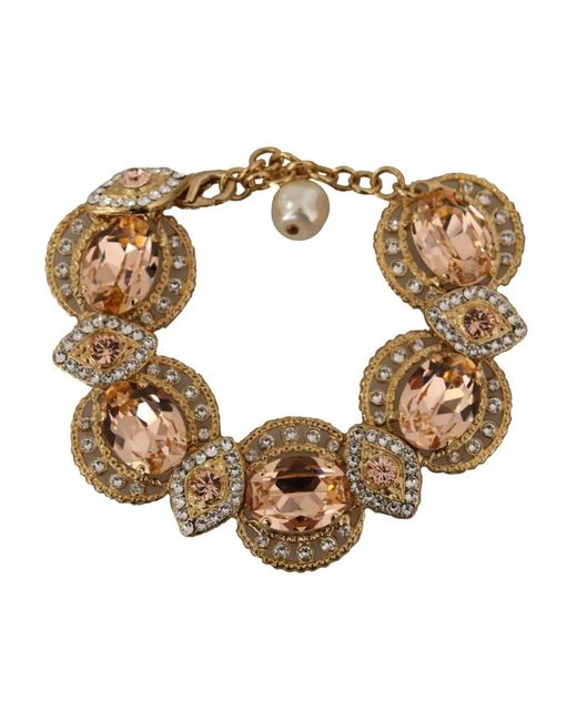 Dolce & Gabbana Metallic Goldenes armband mit champagner kristall