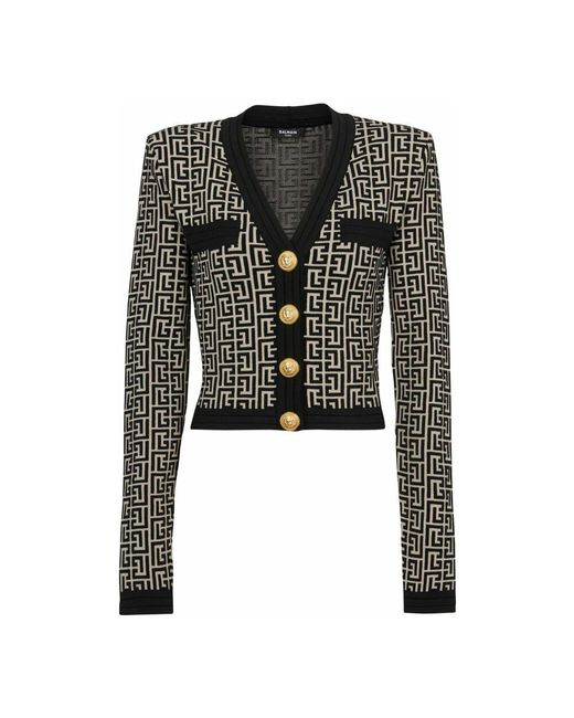 Balmain Black Strickjacke Mit Monogramm-Muster