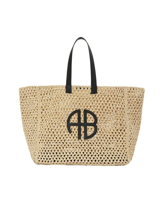 Anine Bing Metallic Strandtasche mit schwarzen riemen