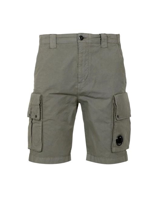 Shorts in cotone agave con logo di C P Company in Gray da Uomo