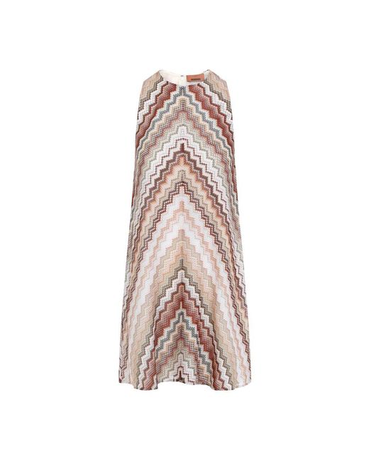 Missoni Natural Multibrown Ärmelloses Kurzes Kleid