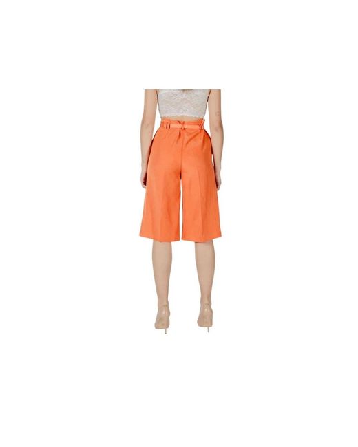 Liu Jo Orange High Waist Leinen Bermuda Shorts