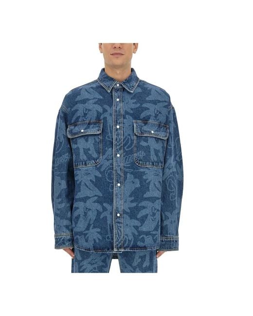 Palm Angels Blue Denim Jackets for men
