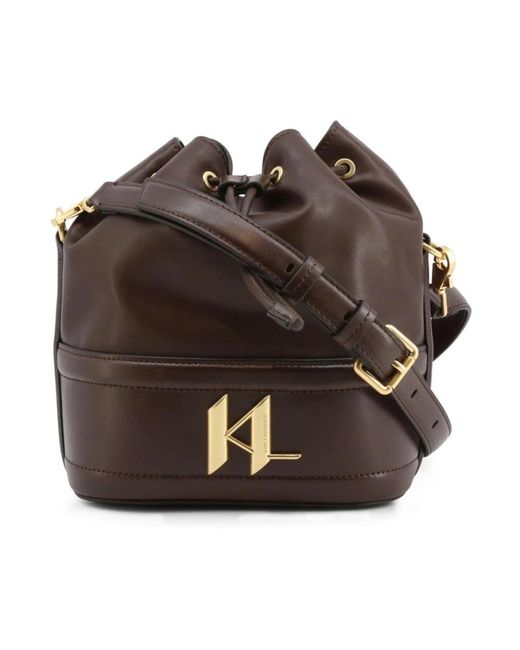 Karl Lagerfeld Brown Bucket Bags