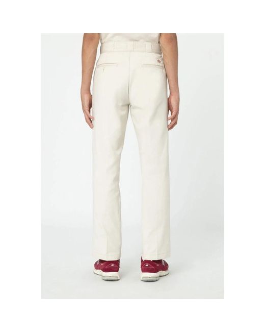 Dickies Broeken ,Wit ,Werkbroek Twill Medium Gewicht Rechte Pijp in het Natural voor heren