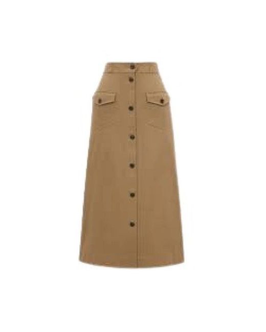 Saint Laurent Midi Rok in het Natural