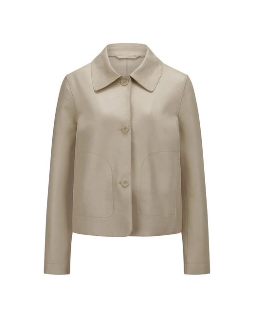 Milestone Jassen ,Leer Lamsnappa Jersey Jas in het Natural