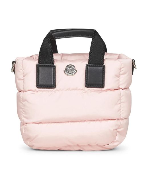 Moncler Pink Rosa Nylon Schultertasche Mit Lederdetails