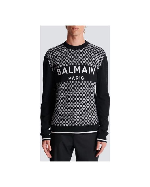 Knitwear > round-neck knitwear Balmain pour homme en coloris Black