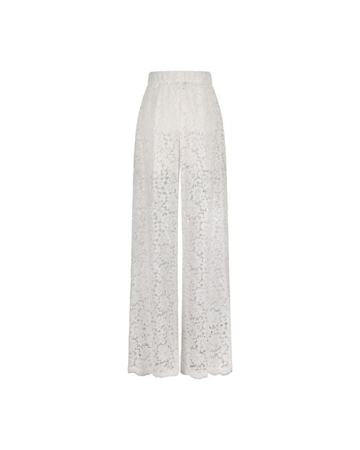 Dolce & Gabbana White Wide Trousers