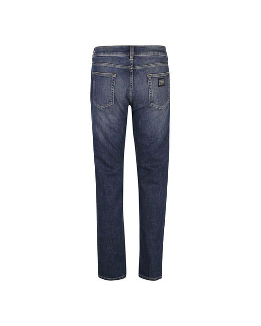 Dolce & Gabbana Slim-fit jeans mit gewaschenem denim und kontrastnähten in Blue für Herren