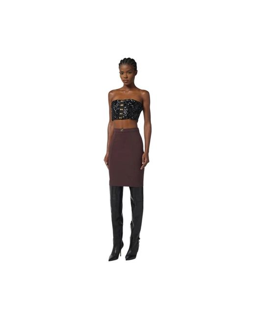 Elisabetta Franchi Black Sequin Bandeau Top Mit Schmuckhaken