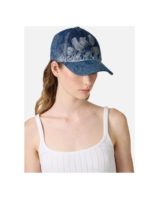Iceberg Accessoires ,Blauw ,Denim Floral Jacquard Denim Baseballpet in het Blue