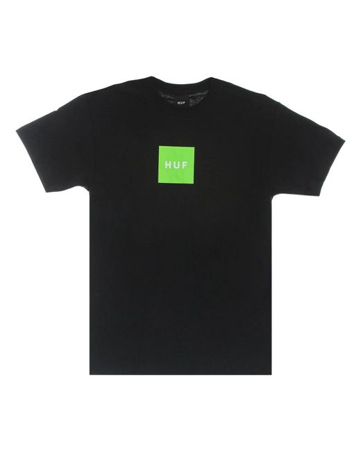Huf Tops ,Zwart ,Katoen Essentials Box Logo Tee Zwart in het Black voor heren