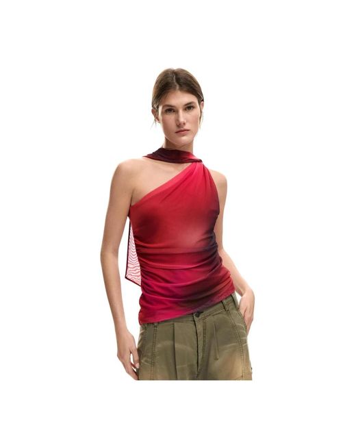 Desigual Red Sleeveless Tops