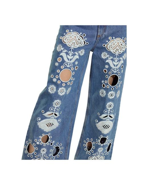 Cynthia Rowley Wide Jeans in het Blue