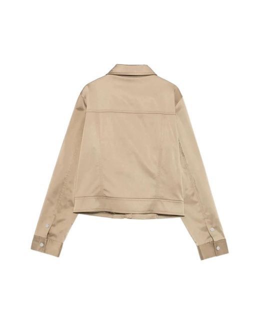 DKNY Jassen ,Polyester L/S Sateen Trucker Jacket in het Natural