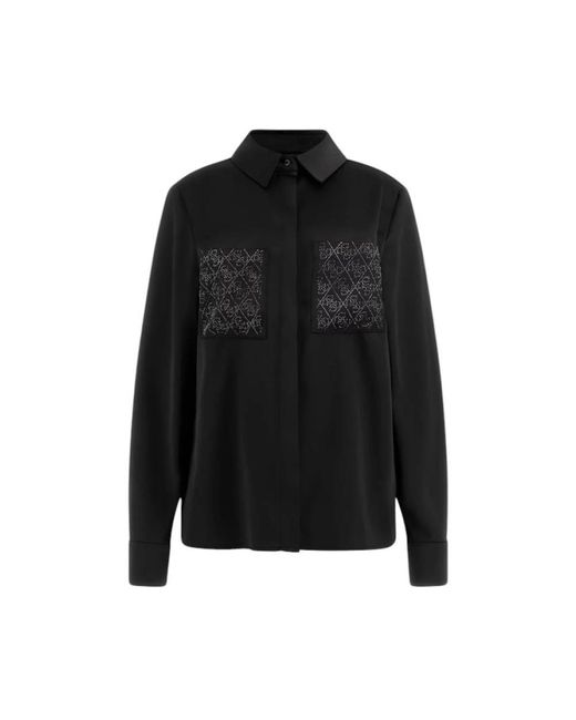 Guess Overhemden ,Zwart ,Polyester Marguerite Blouse in het Black