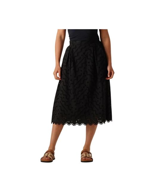 Suncoo Rokken ,Zwart ,Elegante Zwarte Midi Rok in het Black