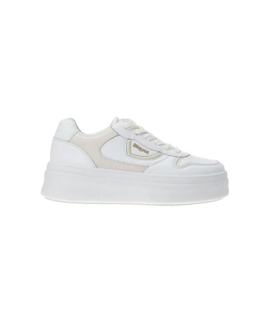 Blauer Schoenen ,Wit ,Witte Lage Sneakers in het White