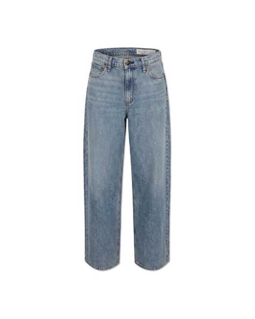 Rag & Bone Jeans ,Blauw ,Katoen Sofie Wide-Leg Jeans in het Blue