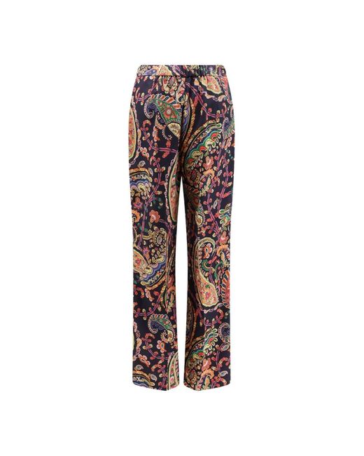 Etro Broeken ,Veelkleurig ,Polyester Stretch Cady Bootcut Broek Met Bloemenpaisleymotief in het Brown