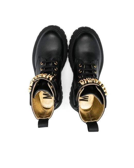 Moschino Black Lace-Up Boots