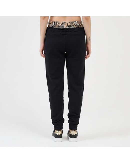 Just Cavalli Broeken ,Zwart ,Katoen Slangenprint Joggers in het Black
