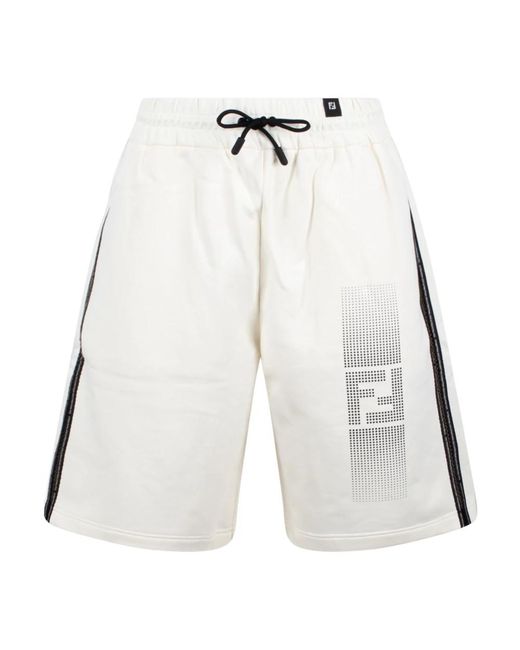 Fendi Baumwoll-bermuda-shorts mit ff-druck in White für Herren