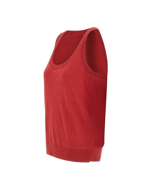 Kaos Red Sleeveless Tops