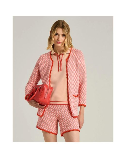 Kiton Compact-Weave Katoenen Jas in het Pink