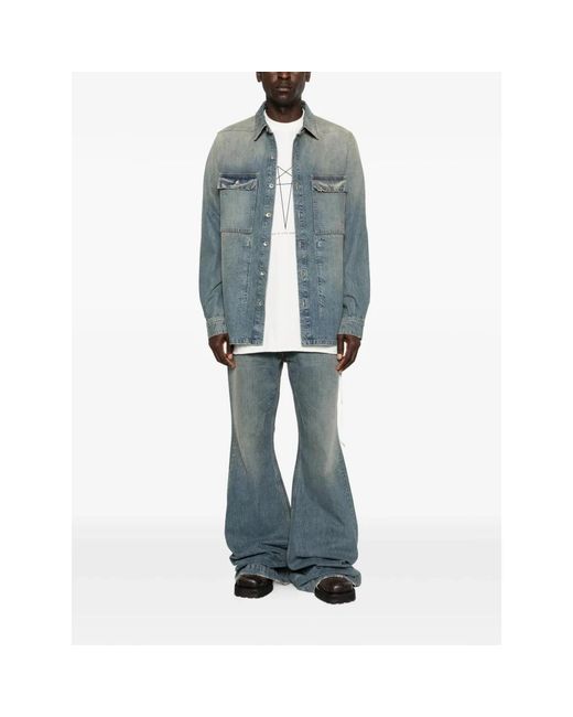 Rick Owens Blue Denim Shirts for men