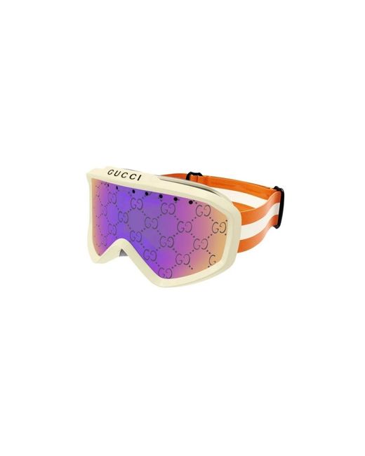 Gucci Purple Stilvolle ivory ski goggles mit rosa gläsern
