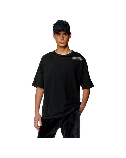 DIESEL Destroyed-t-shirt mit peel-off-effekt in Black für Herren
