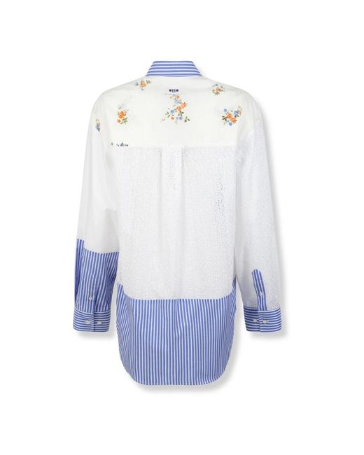 MSGM Blue Patchwork Shirt
